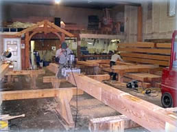 The Alaska Timberframe crew in the shop